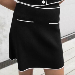 Oak + Fort black and white knit skirt